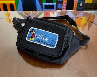 Black Fanny Pack with Original Vintage Disney "Di*K" Name Patch