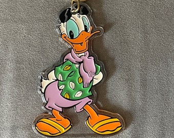 Large Vintage Acrylic Preppy Donald Duck Keychain Bag Charm