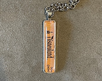 Pendant w/ Necklace Made from a Genuine Vintage Disneyland &quot;B&quot; Ticket