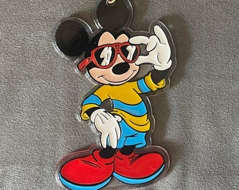 Large Vintage Acrylic Summertime Mickey Keychain Bag Charm