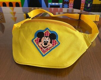 Yellow Fanny Pack with Original Vintage Mickey Mouse Patch