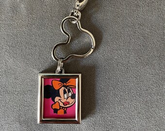 Minnie Mouse Key Chain Made from 1968 Vintage Disney Playing Cards