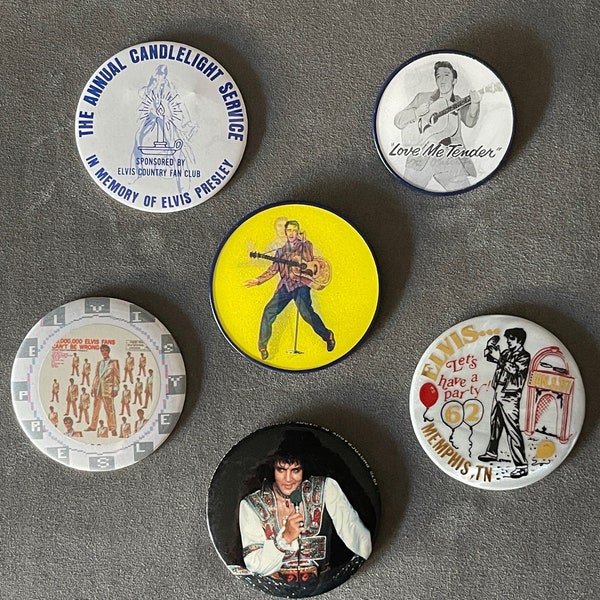 RARE Vintage 6 Piece Set of Elvis Buttons (Set 2)