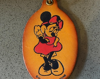 1970's Minnie Mouse New Old Stock Vintage Disney Leather Keychain