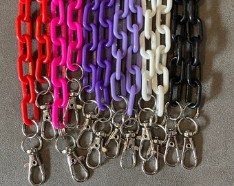 SET de 6 cadenas para mascarillas: rojo, rosa fuerte, morado, lila, blanco y negro