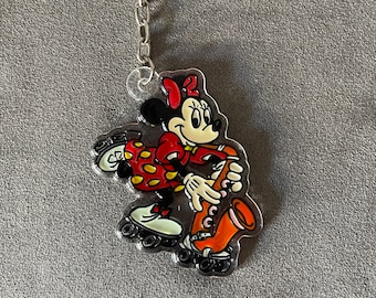 Acrylic Minnie Mouse New Old Stock Vintage Disney Keychain