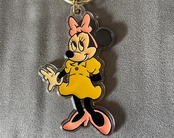Acrylic Minnie Mouse New Old Stock Vintage Disney Keychain