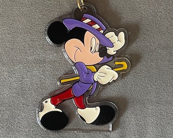 Large Vintage Acrylic Dapper Mickey Keychain Bag Charm