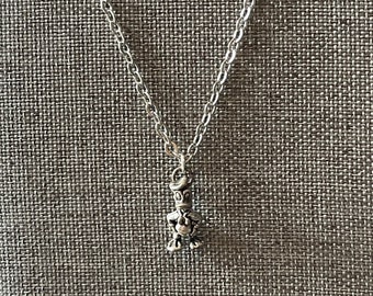 STERLING SILVER Vintage Donald Duck Charm with 18" Stainless Steel Cable Chain Necklace from Disneyland