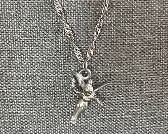 Vintage Tink Charm on 18" Stainless Steel Twist Chain