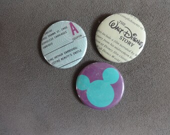 Vintage Disneyland Park Ticket Button (Pin) 3 Piece Set