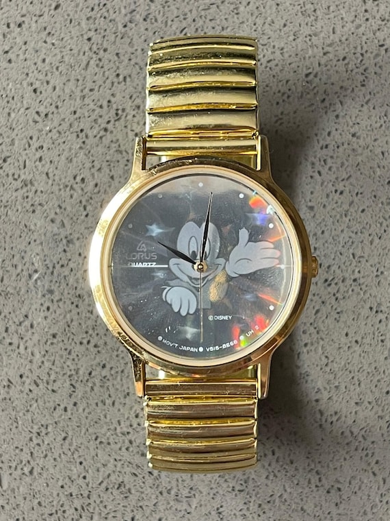 Vintage Mickey Mouse Holographic Lorus Watch With Gold Face  display picture 1