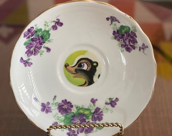 Vintage Saucer Made from a Flower Image from a 1949 Bambi Story Book