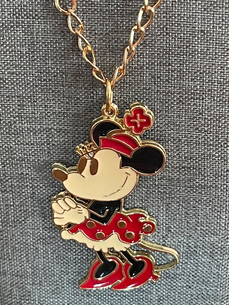 Vintage Extra Large Minnie Mouse Pendant on 30" Necklace bild 2