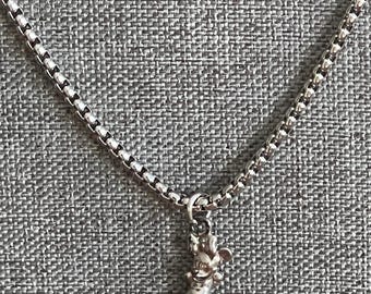 Vintage Minnie Mouse Charm on Stainless Steel 18" Box Chain Necklace