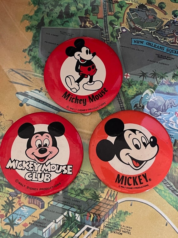 Set of 3 Vintage Mickey Mouse Buttons from Disneyl