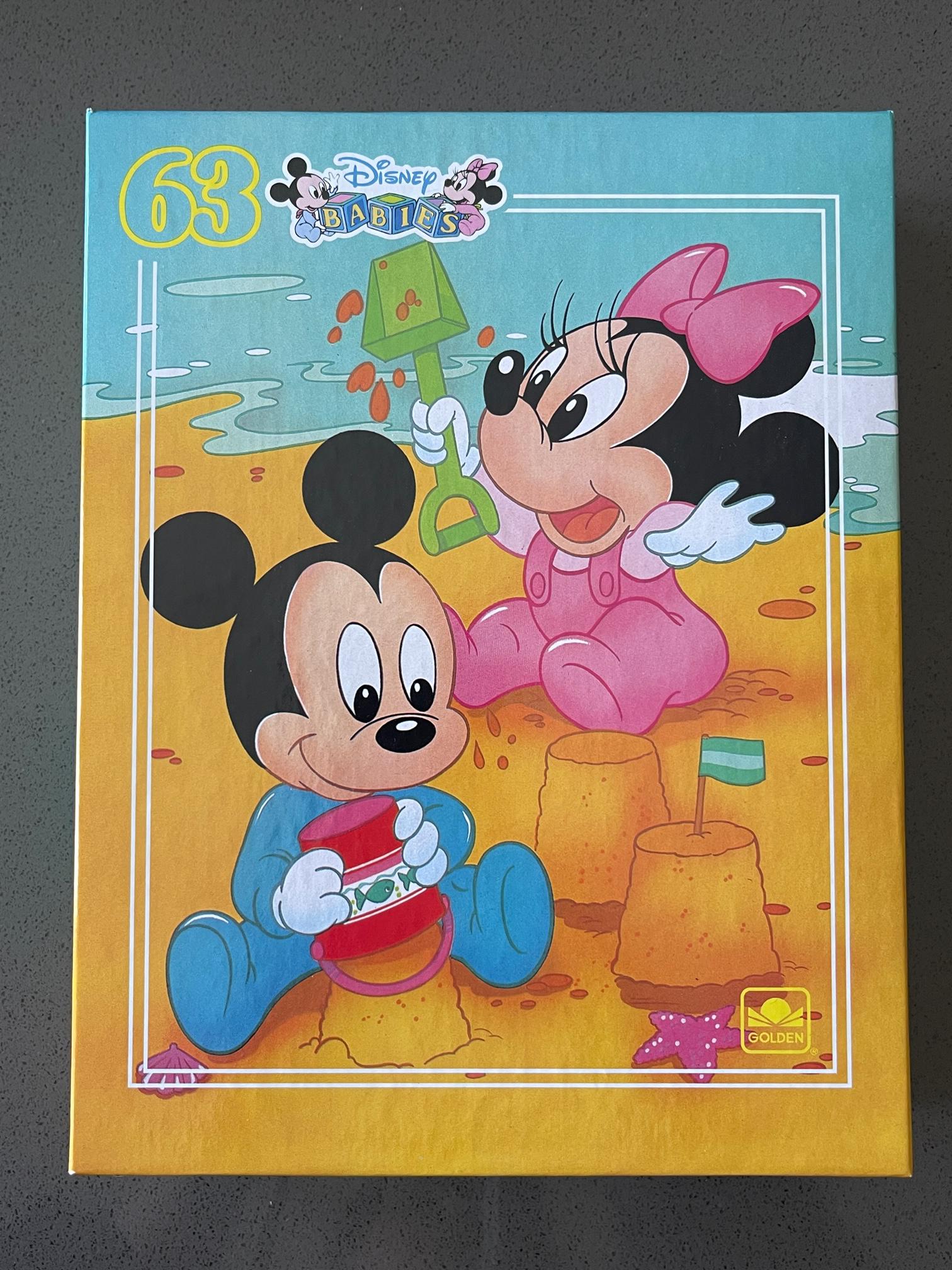 New Old Stock Disney Babies 63 Piece Puzzle Featuring Mickey and Minnie Mouse (Sealed Box)