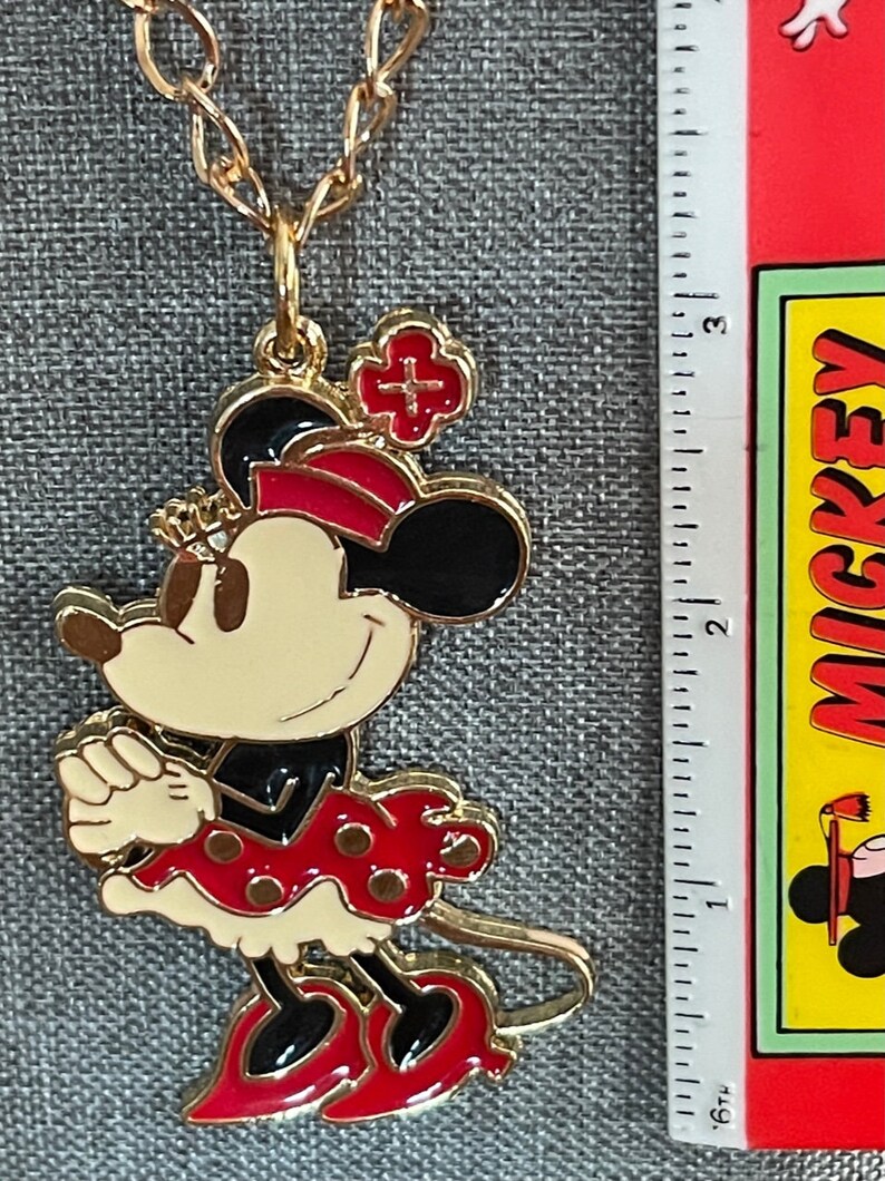 Vintage Extra Large Minnie Mouse Pendant on 30" Necklace bild 3