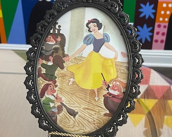 Antique Frame featuring an Original Image of Snow White & Dwarfs from a 1952 Disney Golden Book