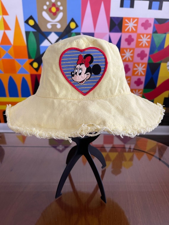 Yellow Floppy Sun Hat With Vintage Heart Shaped Minnie Mouse  display picture 1