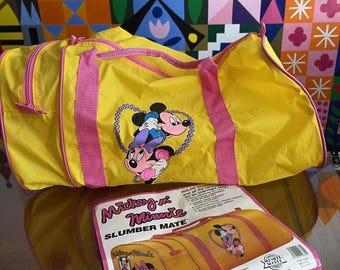 1980's New Old Stock Mickey and Minnie Slumber Mate Tote Duffel Bag