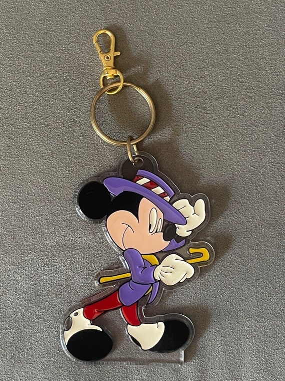 Large Vintage Acrylic Dapper Mickey Keychain Bag Charm 