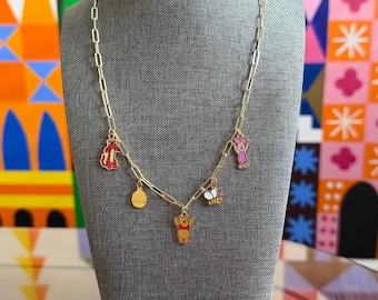 Winnie the Pooh and Friends Necklace Featuring Pooh, Tigger, & Piglet Vintage Charms