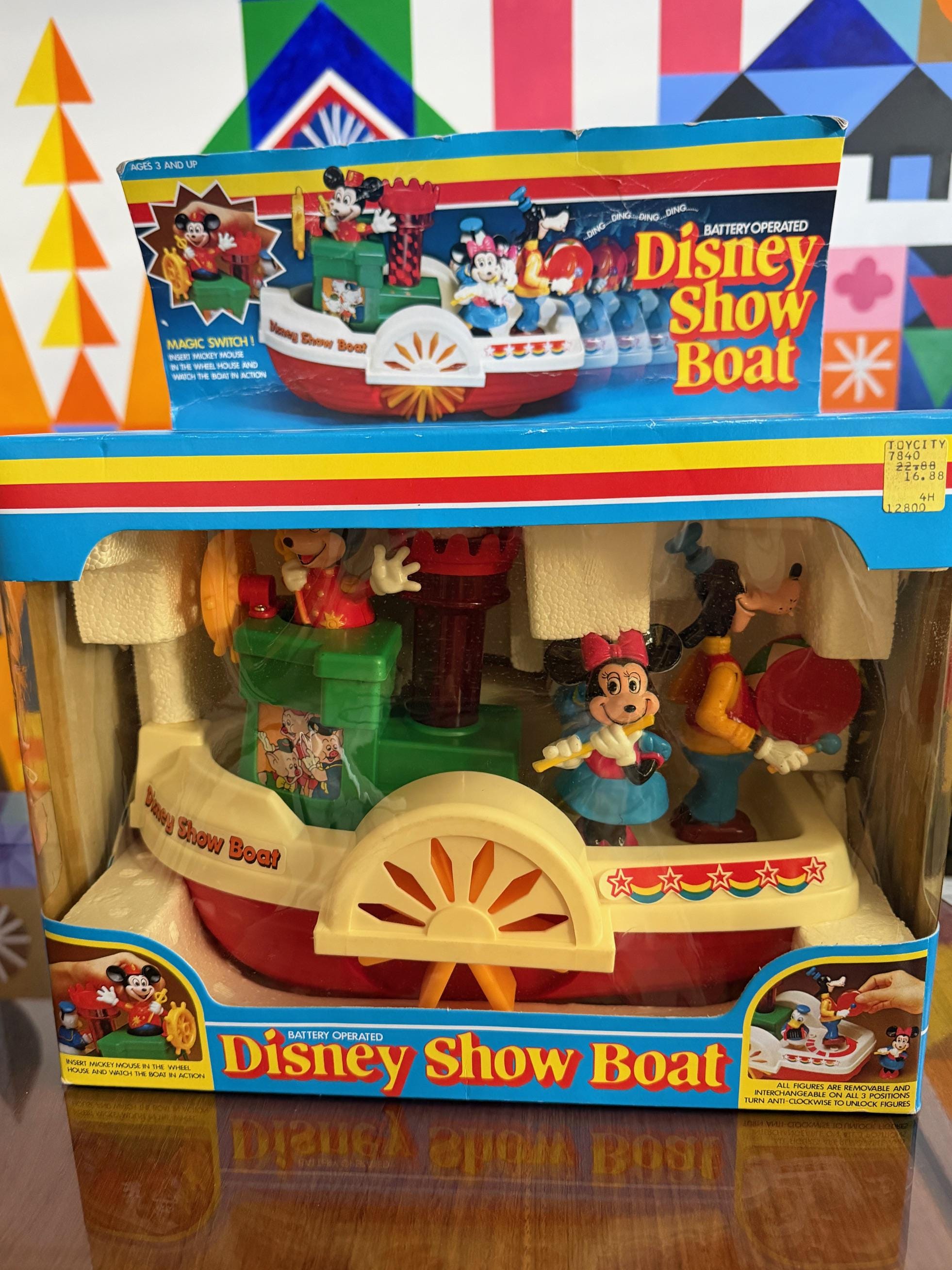 1981 New Old Stock Disney Show Boat Toy Featuring Mickey, Minnie