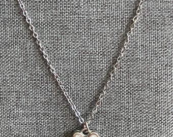 Vintage Mickey Mouse Silver with White Crystal Rhinestones Pendant on 20" Chain