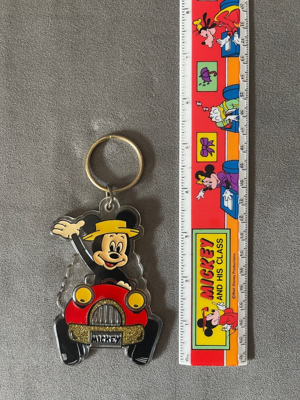 Glitter Acrylic Driving Mickey Mouse New Old Stock Vintage 