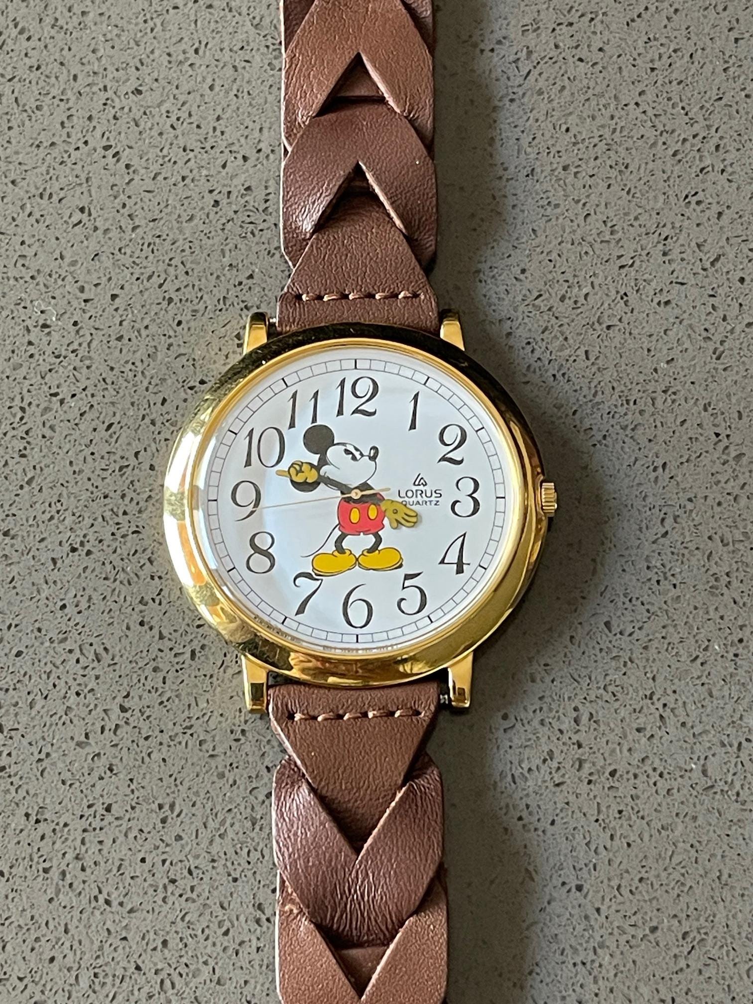 Vintage LORUS Mickey Mouse Watch with Brown Leather Strap LORUS Mickey Mouse] Found this at a thrift shop. Good find  main image 4