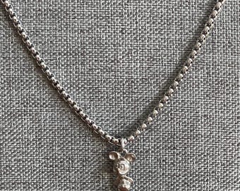 Vintage Mickey Mouse Charm on Stainless Steel 18" Box Chain Necklace