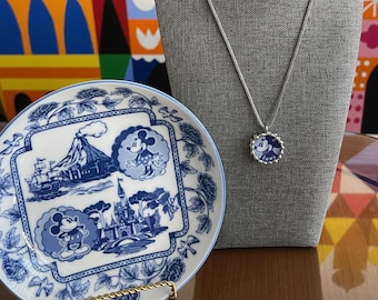 Minnie Mouse Pendant Made from a Tokyo Disney Resort Dish on 18" Stainless Steel Mesh Chain Necklace
