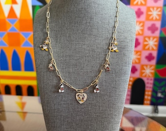 Mickey and Friends Necklace Featuring Vintage Mickey Mouse, Minnie Mouse & Donald Duck Charms