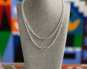 Silver Double Strand Mickey Outline Necklace
