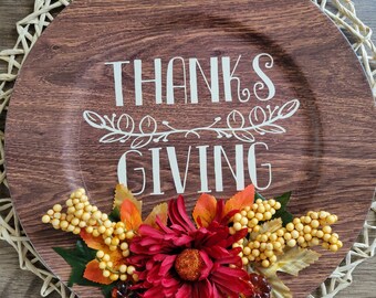 Thanks Giving Charger | Table Decor | Thanksgiving | Holiday | Fall Decor