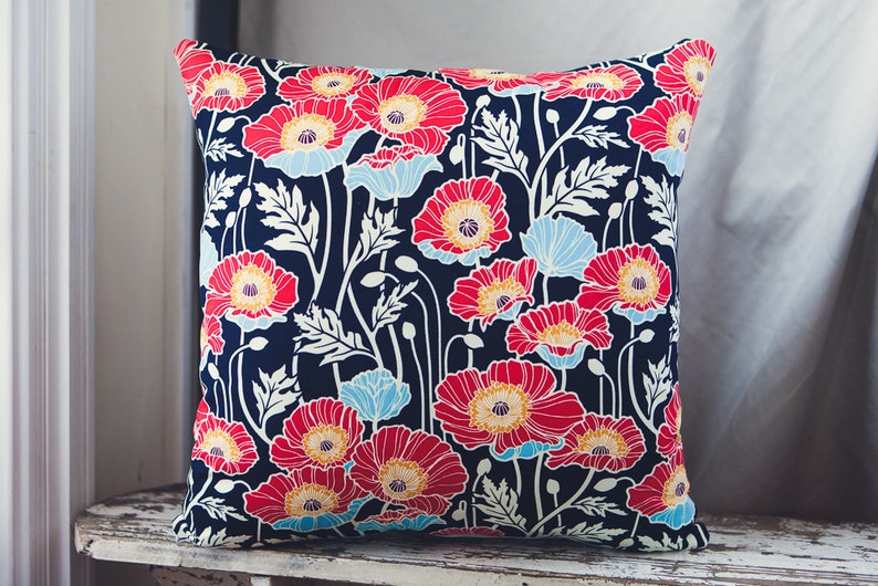 Large Square Cushion Cover/pillow in 'pristine Poppy in Etsy