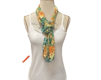 Liberty of London Jersey infinity Scarf in in Green, Yellow and Orange