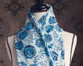 Liberty of London Jersey "Infinity" Scarf in Anj in Blue