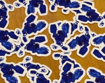 Blauwe sticker nr. 3 geperst staand ~ 1,3 inch