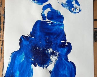 Blauw geperst portret nr. 3 ~ kunstafdruk