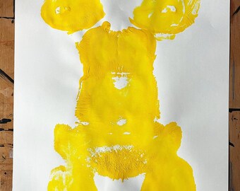 Geel geperst portret nr. 4 ~ kunstafdruk