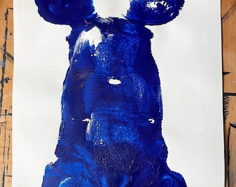 Blauw geperst portret nr. 1 ~ kunstafdruk