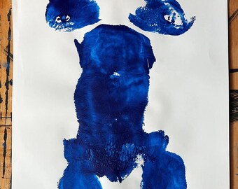 Blauw geperst portret nr. 2 ~ kunstafdruk