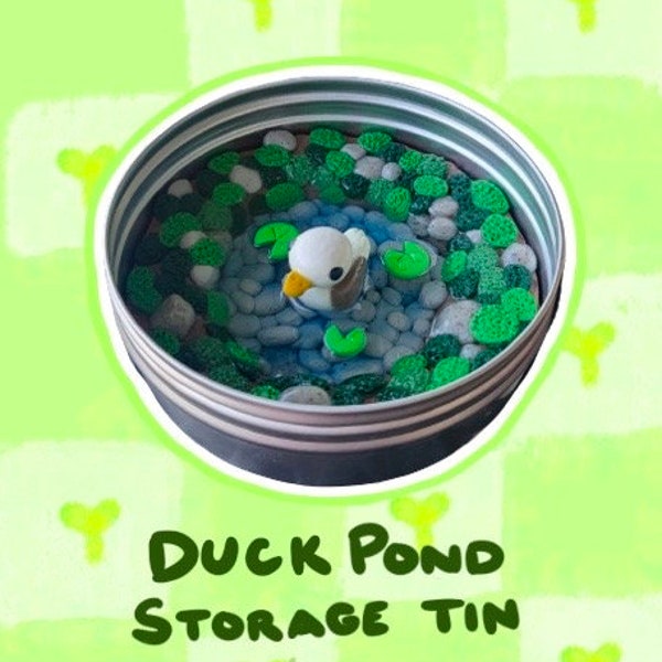 Duck Pond Storage Tins: Handcrafted Polymer Clay Desk Friends - Whimsical Character Figurines, Office Decor, Cute Collectibles