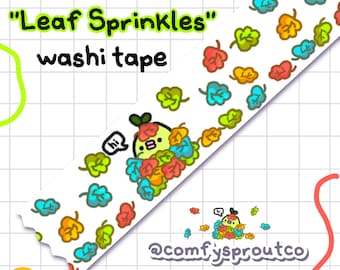 Leaf Sprinkles Washi Tape – Aesthetic Decorative Tape for Journals, Planners, Scrapbooking, and Crafts