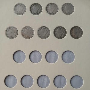 US Nickel Collection of 5 Cent Coins Liberty Head and Buffalo Type US Nickels In Coin Folder a Holiday Gift Idea