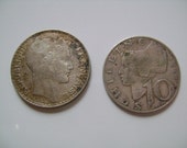 2 World Silver Coins including a 1934 France Republique Francaise 10 Francs Coin and a 1957 Austria Osterreich 10 Schillings Nice Collection