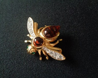 Unique Handmade Insect Jewelry Emerald Gemstone Bee Brooch Vintage Dragon Fly Silver Brooch Precious Gift For Herhim