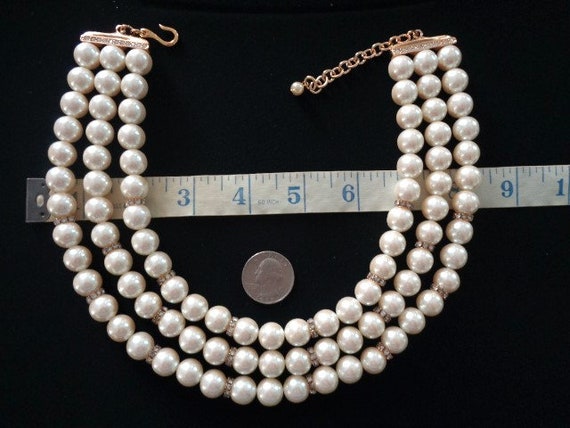 FRANKLIN MINT Shakira Caine Pearlessence 3-strand Luminous Faux